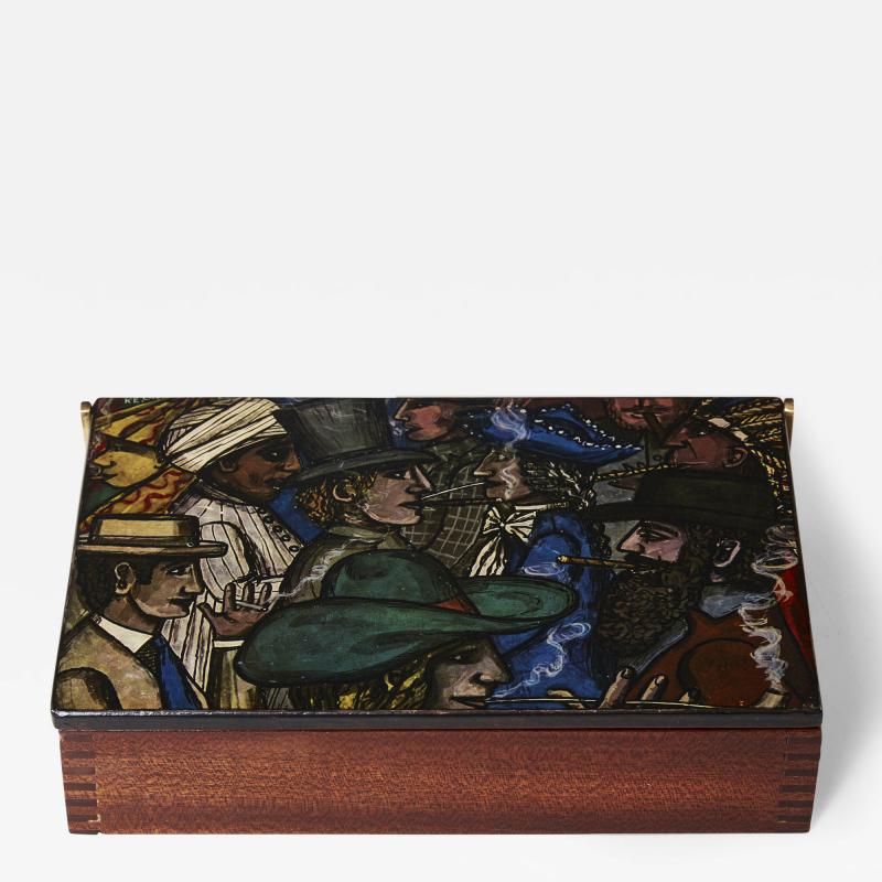 Piero Fornasetti Piero Fornasetti mahogany painted wood box 1950