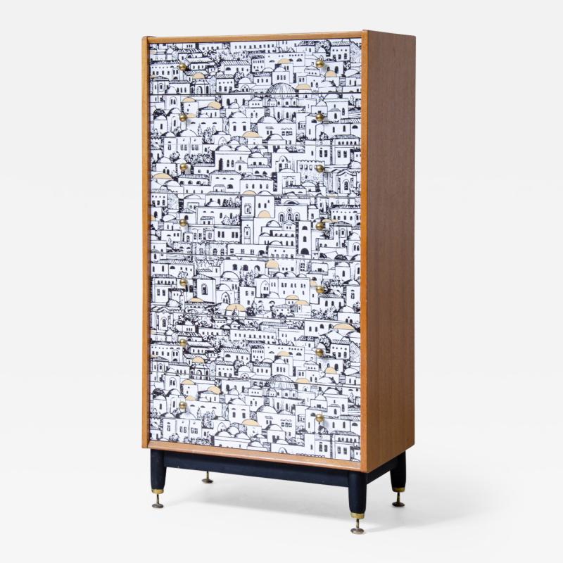 Piero Fornasetti Piero Fornasetti small cabinet with drawers with front decorated
