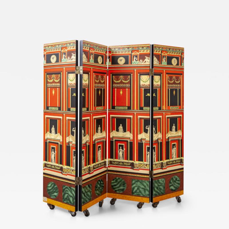 Piero Fornasetti Rare Pompeiana four panel screen circa 1951