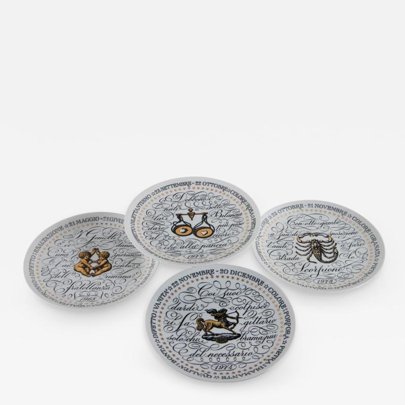 Piero Fornasetti Sagittarius Libra and Gemini Zodiac Plates by Piero Fornasetti