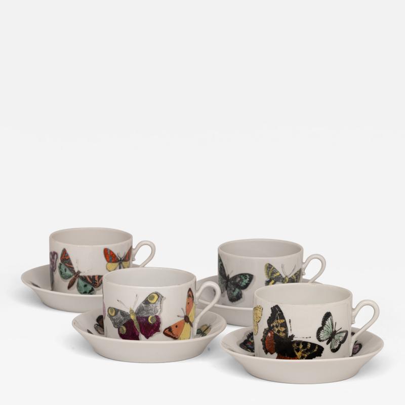 Piero Fornasetti Set of Farfalle Butterflies Cups and Saucers by Piero Fornasetti Italy 1955