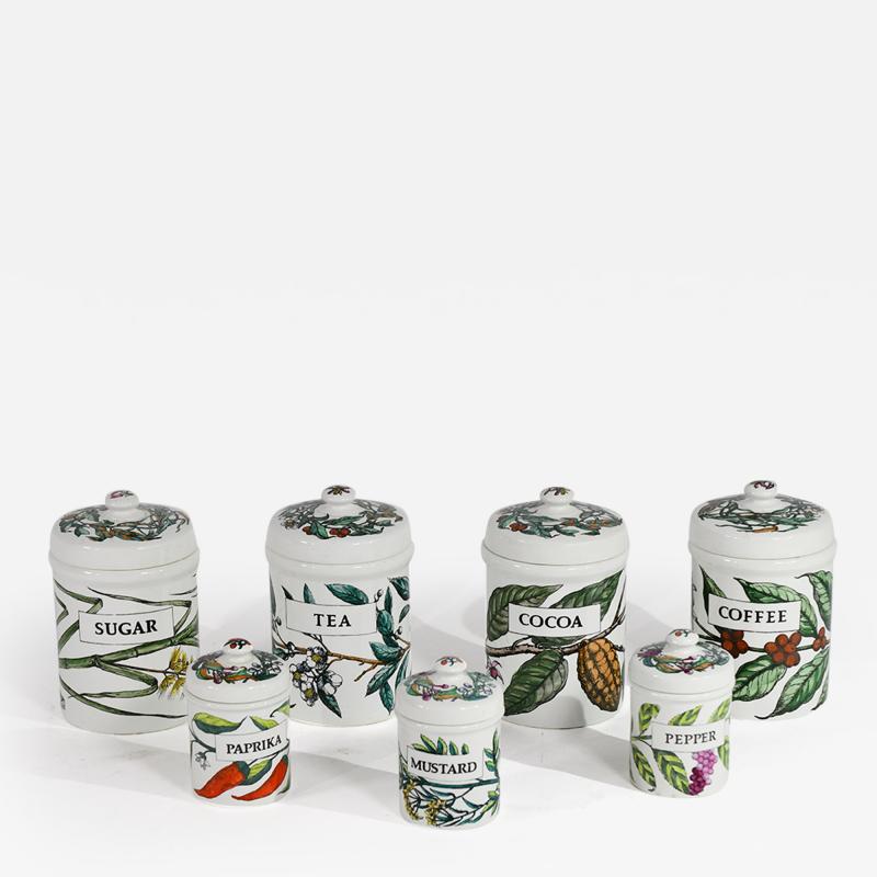 Piero Fornasetti Set of seven lidded kitchen jars