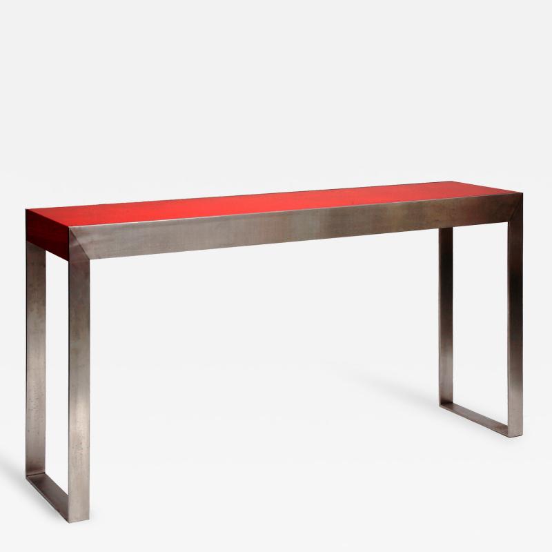 Pierre Bonnefille Lacquer and Steel Console by Pierre Bonnefille