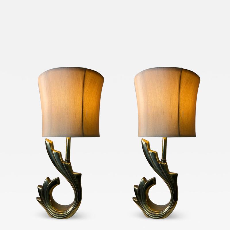 Pierre Cardin MODERNIST PAIR OF PIERRE CARDIN STYLE WAVE LAMPS