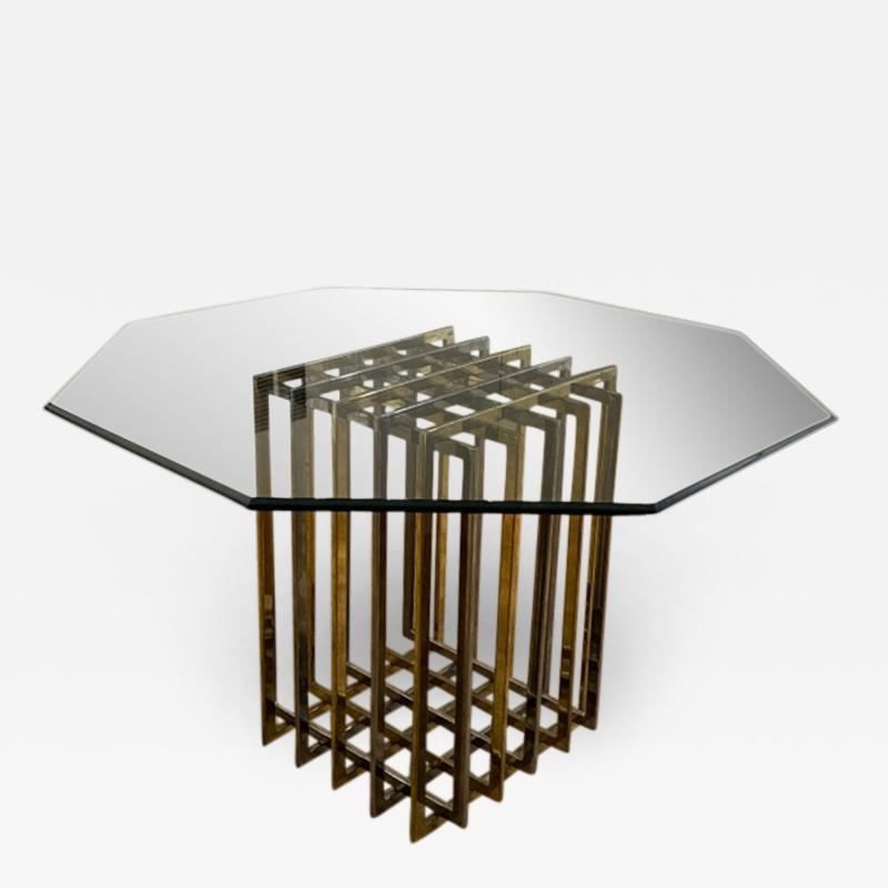 Pierre Cardin PIERRE CARDIN GEOMETRIC CHROME AND BRASS CAGE DINING TABLE