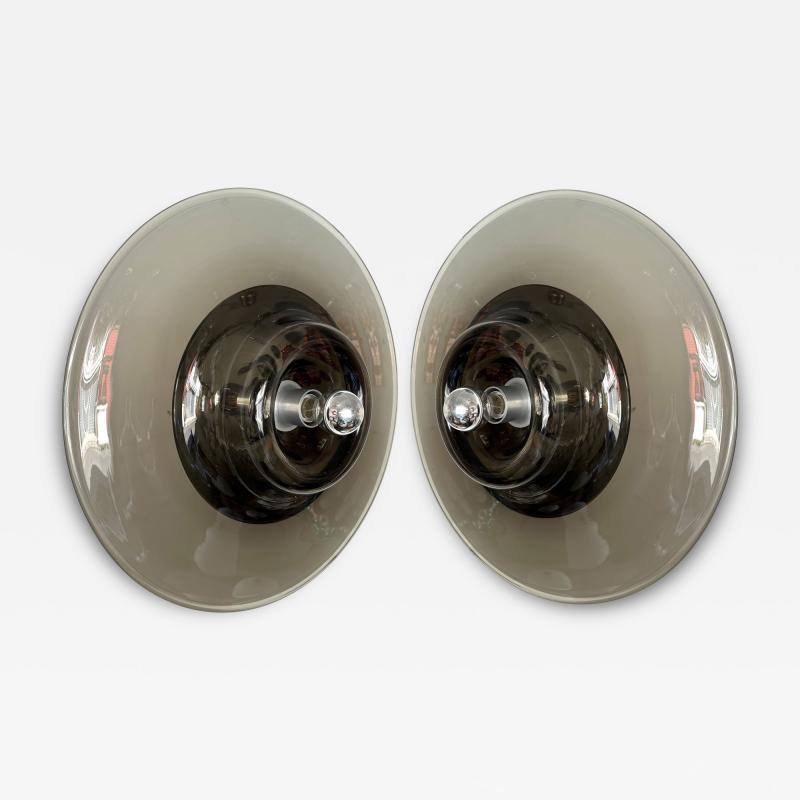 Pierre Cardin Pair of Sconces Smoke Murano Glass by Pierre Cardin for Venini Italy 1970s