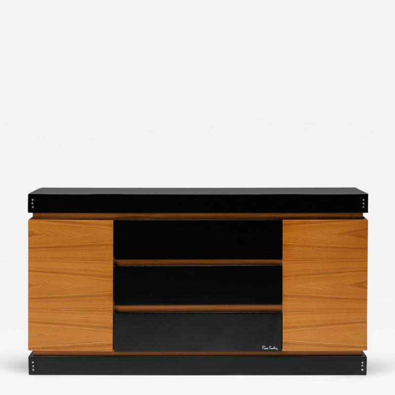Pierre Cardin Pierre Cardin Black Lacquer and Teak Credenza 1970s