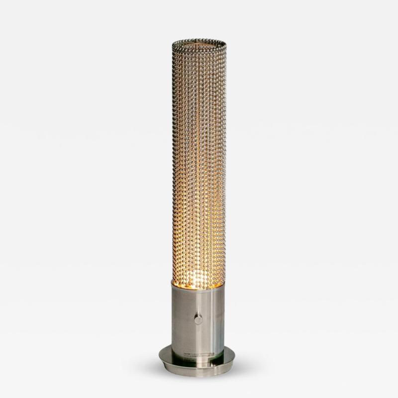 Pierre Cardin Pierre Cardin Cylindrical Stainless Steel Beaded Table Lamp c 1970s