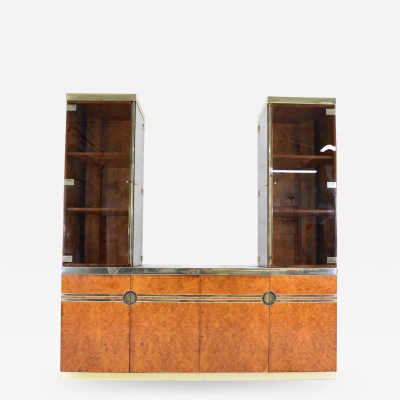 Pierre Cardin Pierre Cardin Signed Burl Wood Sideboard with Two Tower Cabinets France 1970s