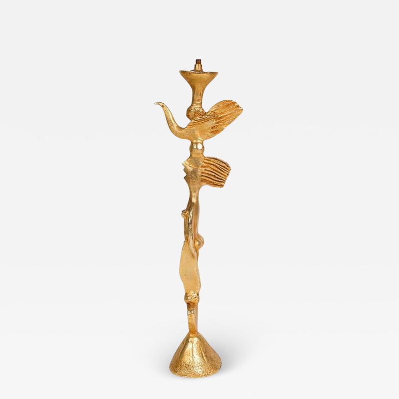 Pierre Casenove WHIMSICAL GILT BRONZE DOVE LAMP BY PIERRE CASENOVE