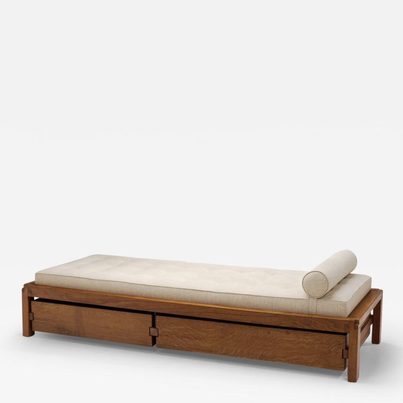 Pierre Chapo Early Pierre Chapo Solid Elm Daybed with Drawer Model L03 France circa 1965