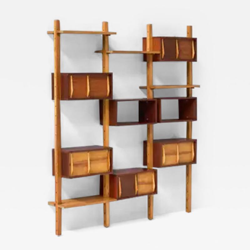 Pierre Chapo Mid century Modern Wall Unit in the Style of Charlotte Perriand France 1970s