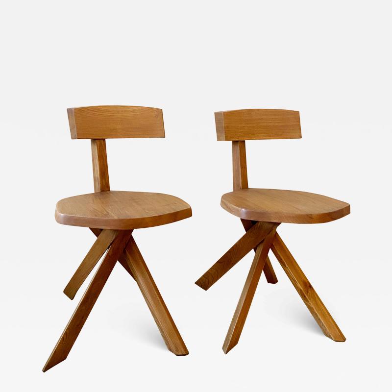 Pierre Chapo PAIR OF PIERRE CHAPO S34 CHAIRS