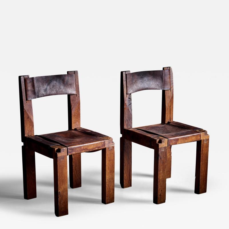 Pierre Chapo Pair of Pierre Chapo Side Chairs S11 in oak France 1960s