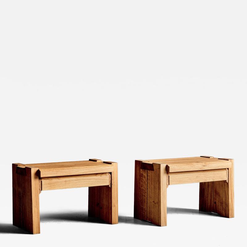 Pierre Chapo Pair of T38 Bedside Tables in oak by Pierre Chapo
