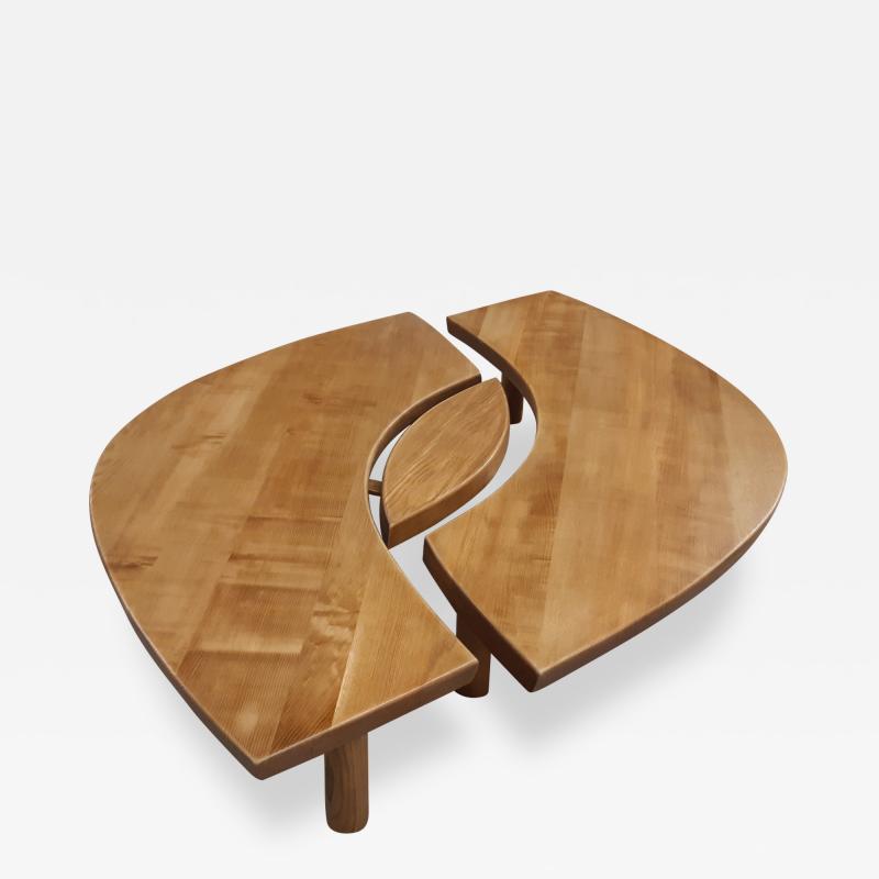 Pierre Chapo Pierre Chapo 1st edition model oeuil spectacular coffee table in solid elm