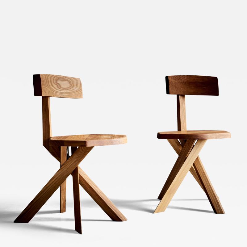 Pierre Chapo Pierre Chapo New Pair of S34A Chairs in Elm Wood France 2024