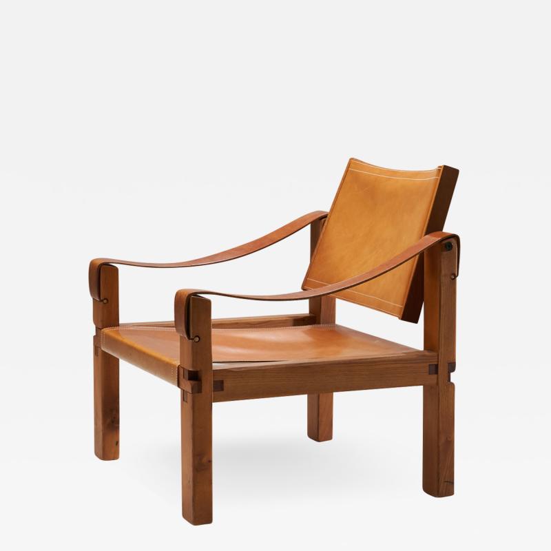 Pierre Chapo Pierre Chapo S10 Cognac Leather Easy Chair France 1960s