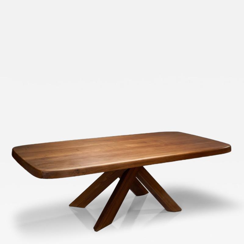 Pierre Chapo Pierre Chapo T35D Large Elm Dining Table with Bundled Base France 1973