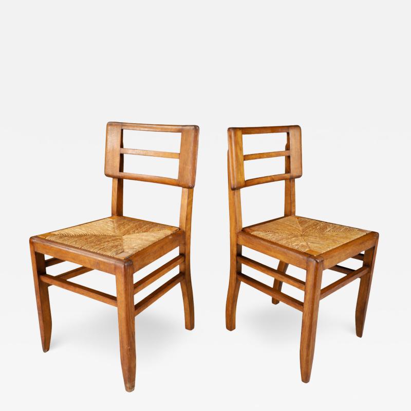 Pierre Cru ge Pierre Cru ge Oakwood Hemp Side Chairs