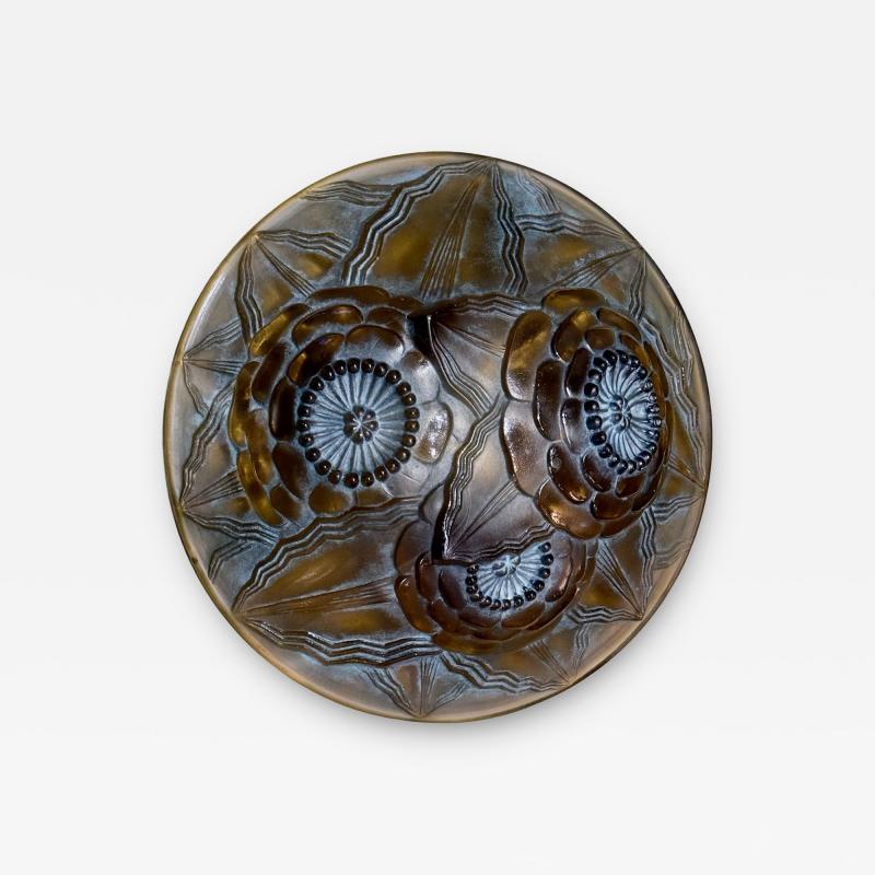 Pierre DAvesn P DAvesn Art Deco Glass Bowl France 1930s