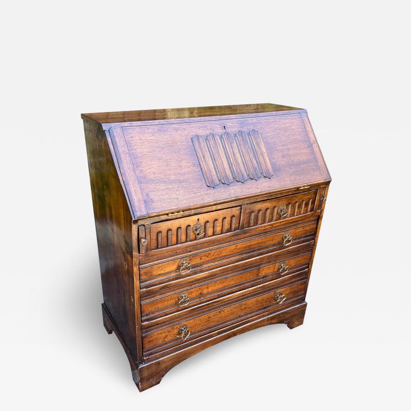 Pierre Deux French Country Oak Linen Fold Secretary Desk
