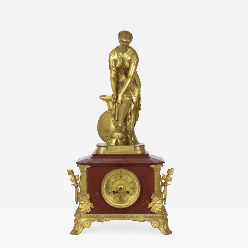 Pierre Eug ne Emile H bert Thetis Bronze Sculpture Mantel Clock Pierre Emile H bert Georges Servant