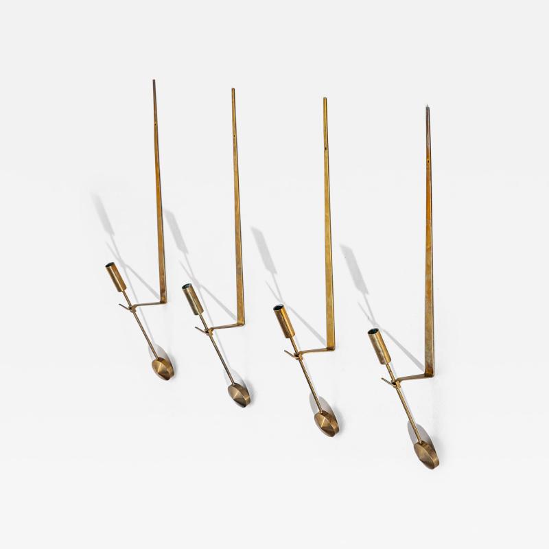 Pierre Forssell Set of Four Brass Wall Candle Holders Mod 607 by Pierre Forssell for Skultuna