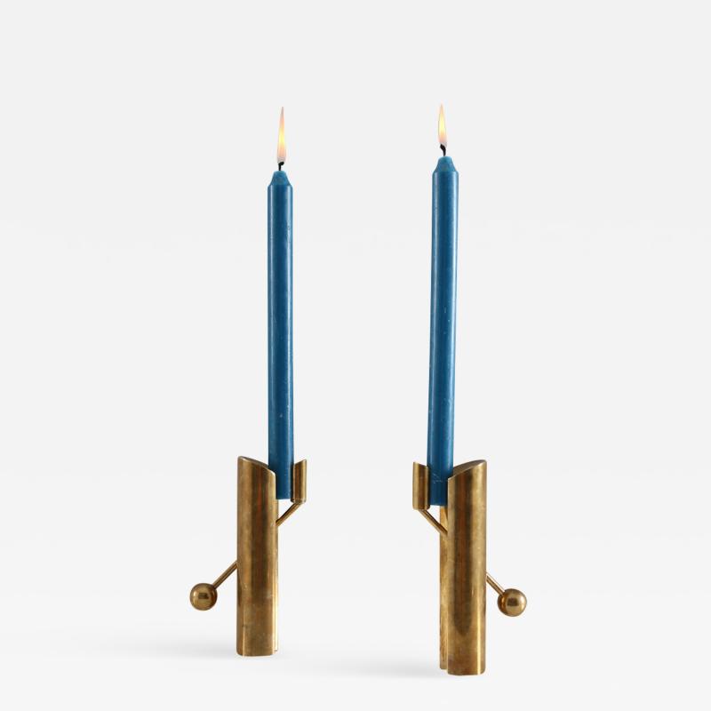 Pierre Forssell Swedish Candle Holders in Brass by Pierre Forsell for Skultuna 1960s