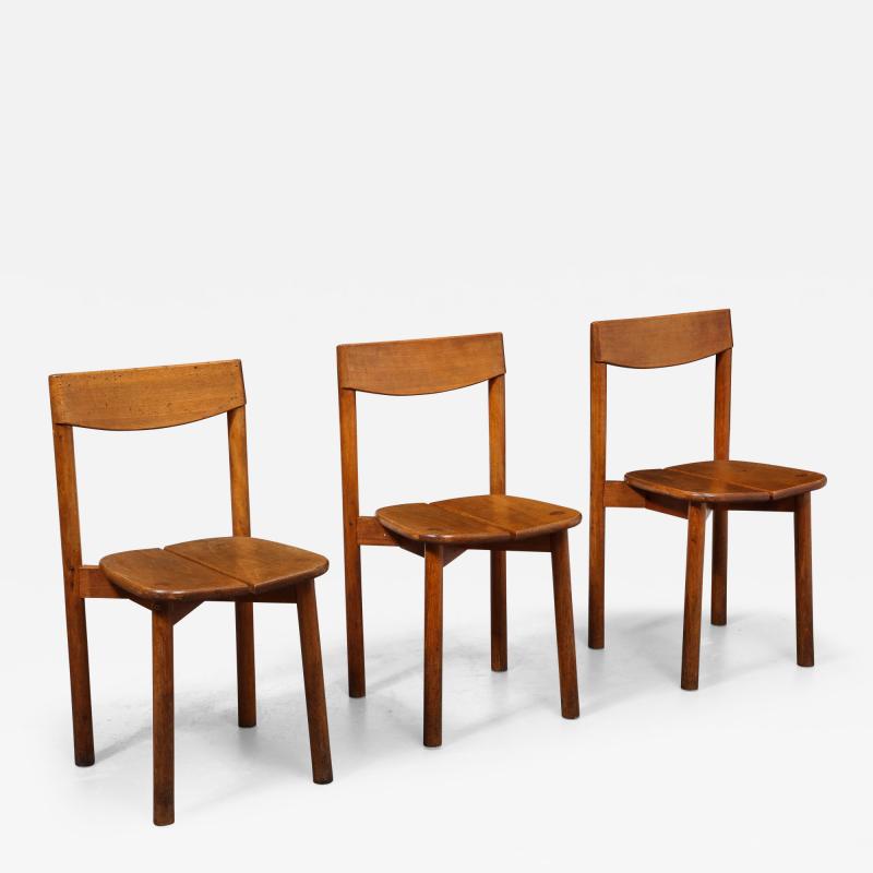 Pierre Gautier Delaye Oak Dining Chairs by Pierre Gautier Delaye France c 1950s