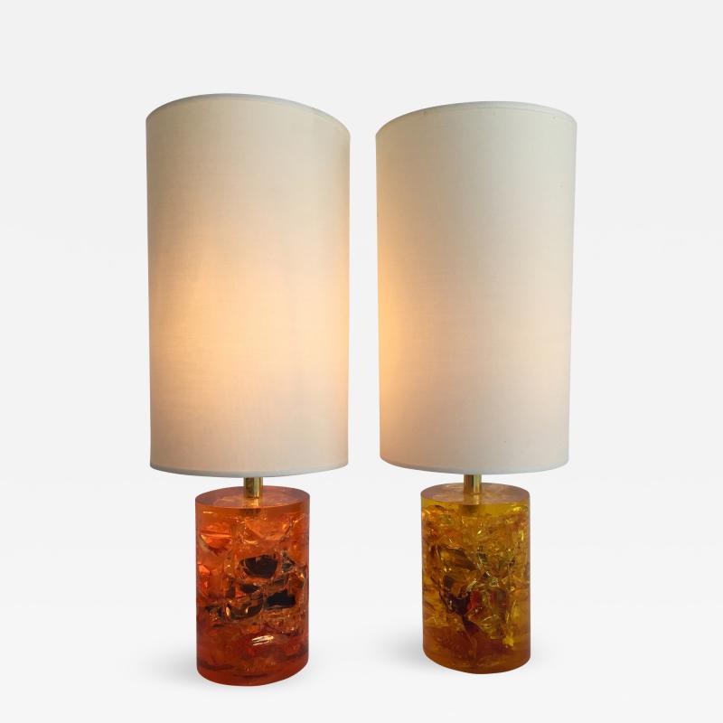 Pierre Giraudon Pair of Fractal Resin Lamps France 1970s