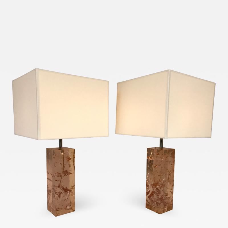 Pierre Giraudon Pair of Lamps Fractal Resin France 1970s