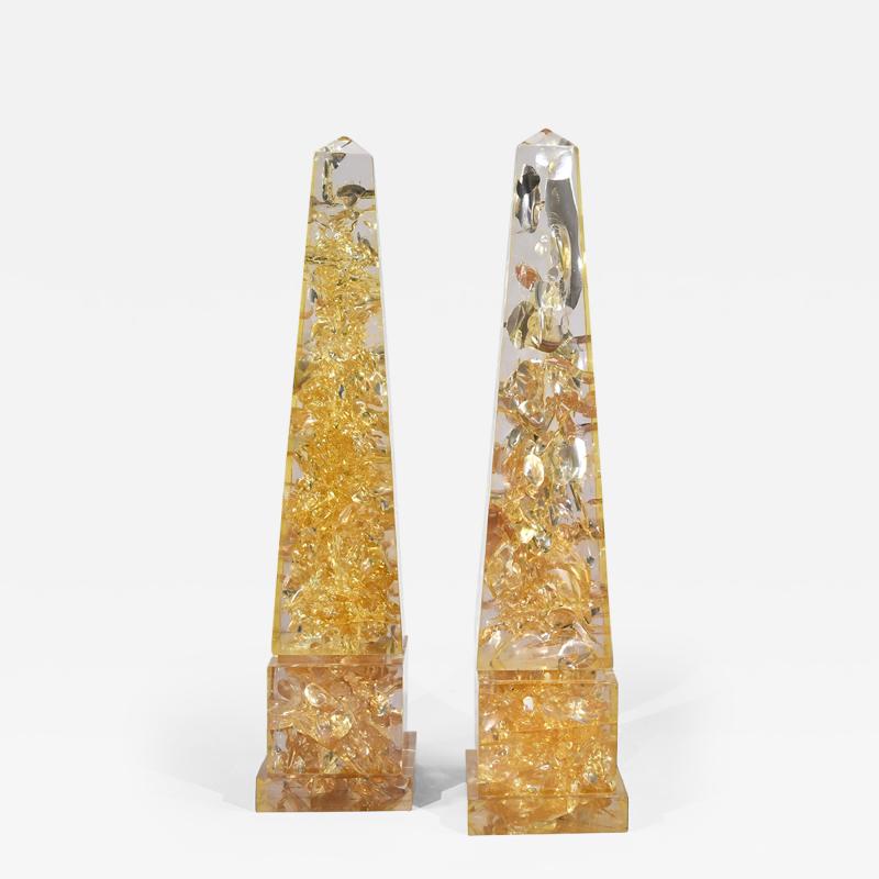 Pierre Giraudon Pair of impressive obelisks in fractal resin