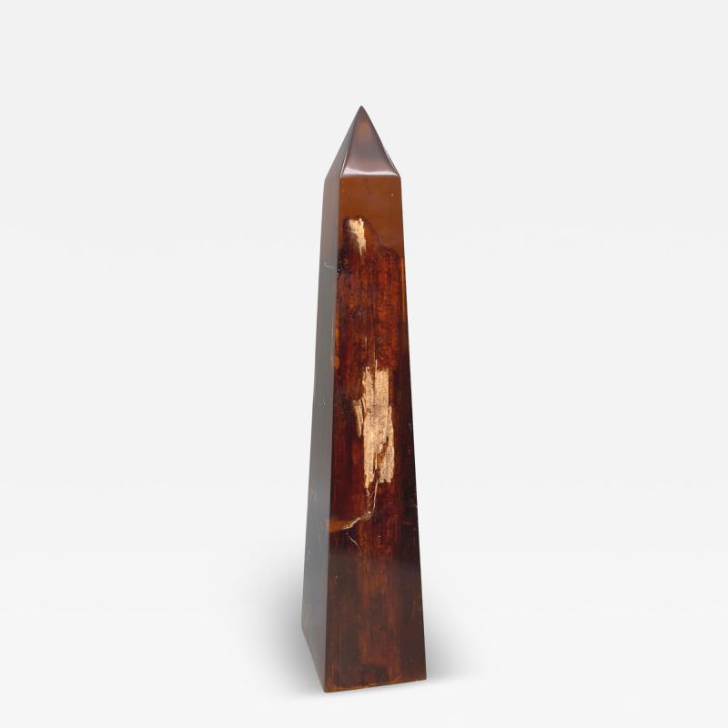 Pierre Giraudon Resin obelisk with wood bark inclusions by Pierre Giraudon France circa 1970