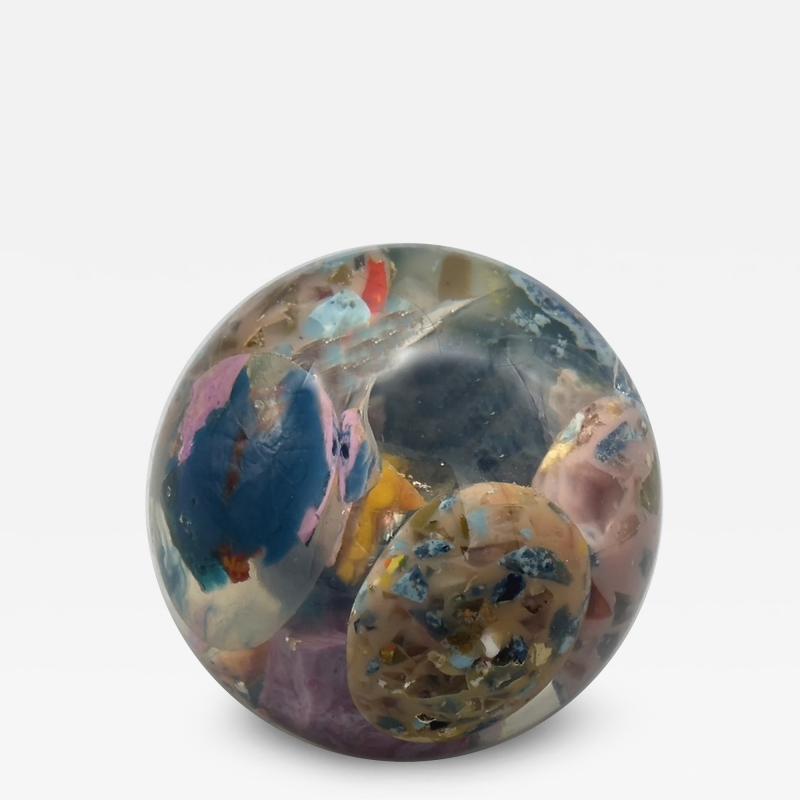 Pierre Giraudon Resin sphere with multicolored egg inclusions Pierre Giraudon France circa 1970