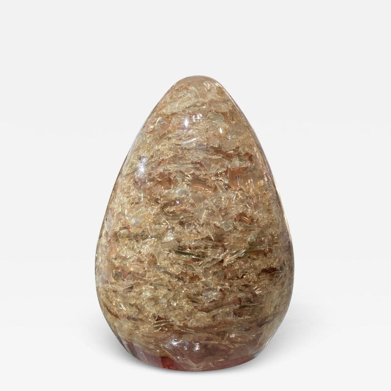 Pierre Giraudon Tall crushed ice resin egg attributed to Pierre Giraudon