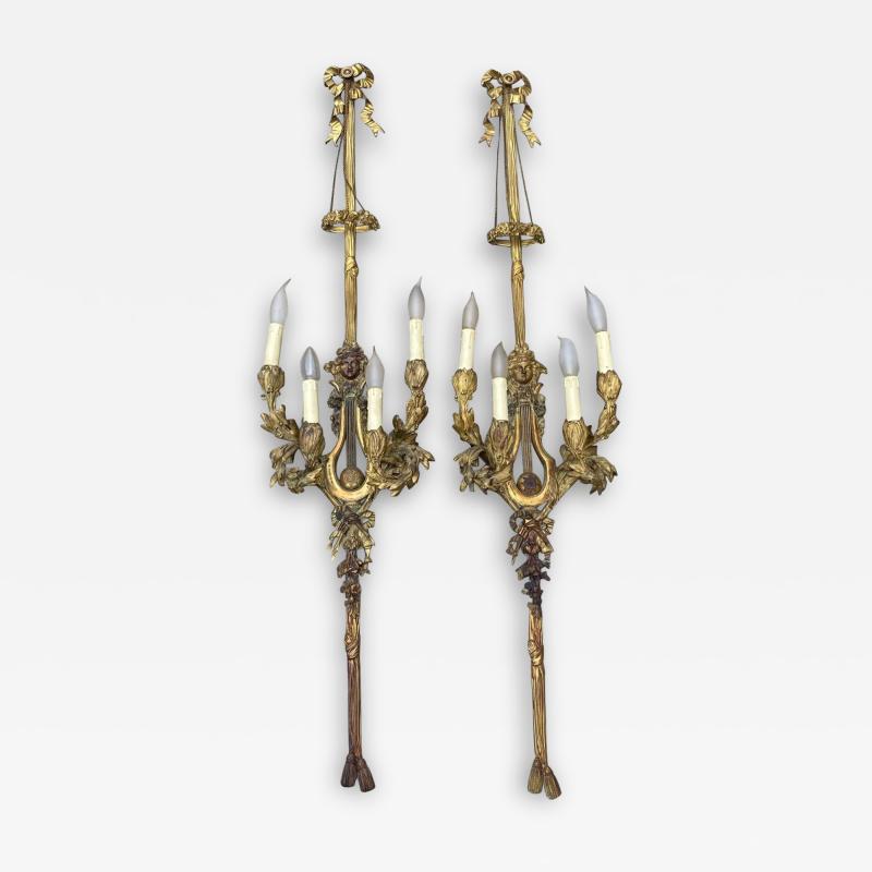 Pierre Gouthi re Pair of Louis XVI Style Gilt Bronze Four Lights After Gouthiere 1890 1900