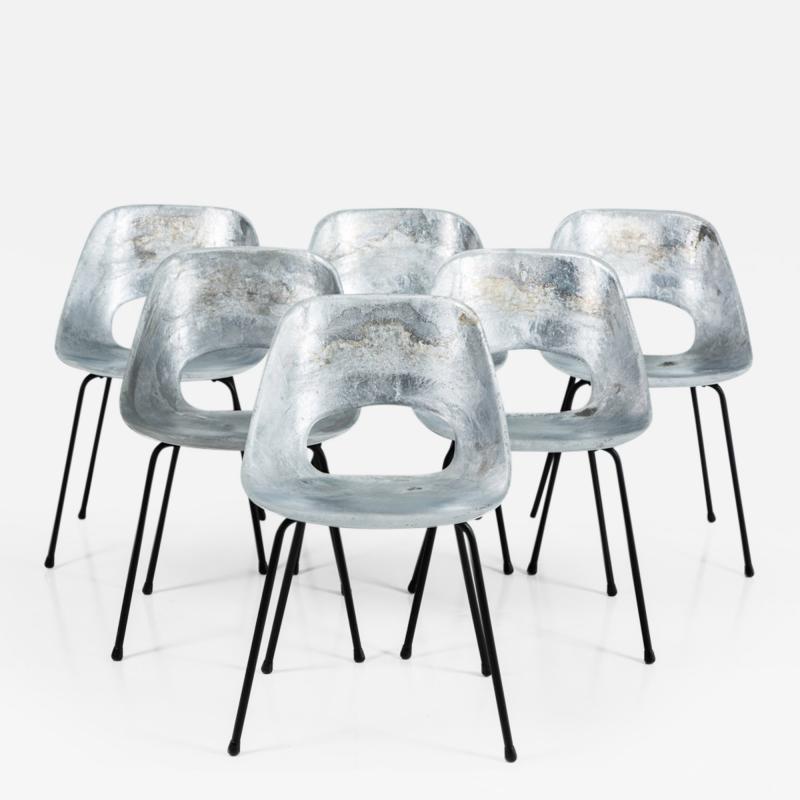 Pierre Guariche Tonneau Cast Aluminum Chairs by Pierre Guariche