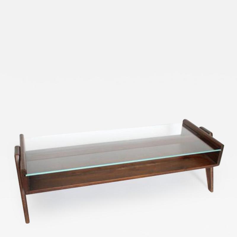 Pierre Jeanneret PJ TB 05 COFFEE TABLE FROM CHANDIGARH TEAK AND GLASS TOP NUMBERED