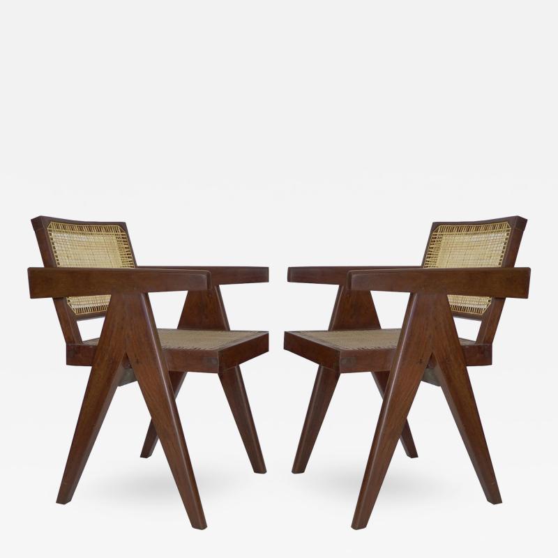 Pierre Jeanneret Pair of PJ SI 28 D Armchairs designed by Pierre Jeannerete for Chandigrah