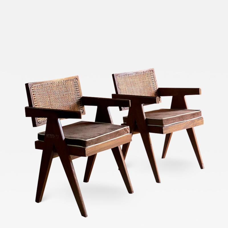 Pierre Jeanneret Pair of Pierre Jeanneret Model PJ SI 28 A Floating Back Office Chairs Circa 1955