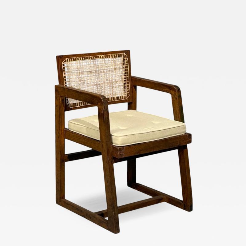 Pierre Jeanneret Pierre Jeanneret Box Armchair Teak Cane Chandigarh India 1960s