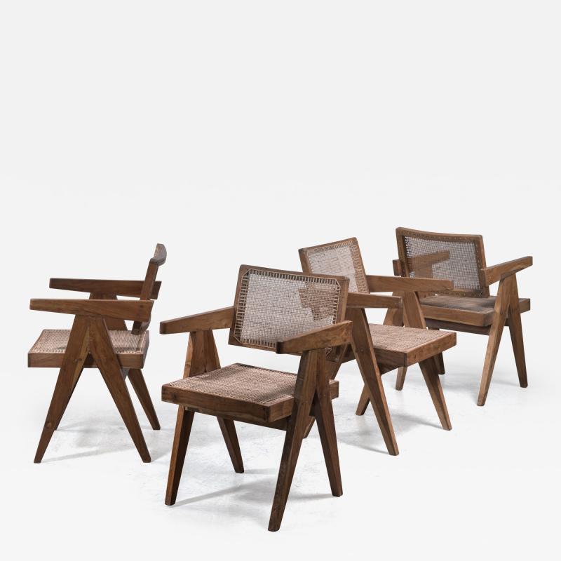 Pierre Jeanneret Pierre Jeanneret Chandigarh set of four High Court V leg chairs 1950s