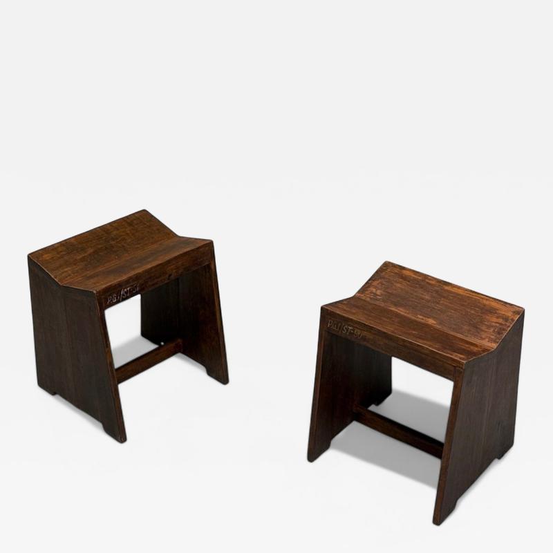 Pierre Jeanneret Pierre Jeanneret French Mid Century Modern Sewing Stools Chandigarh 1960s