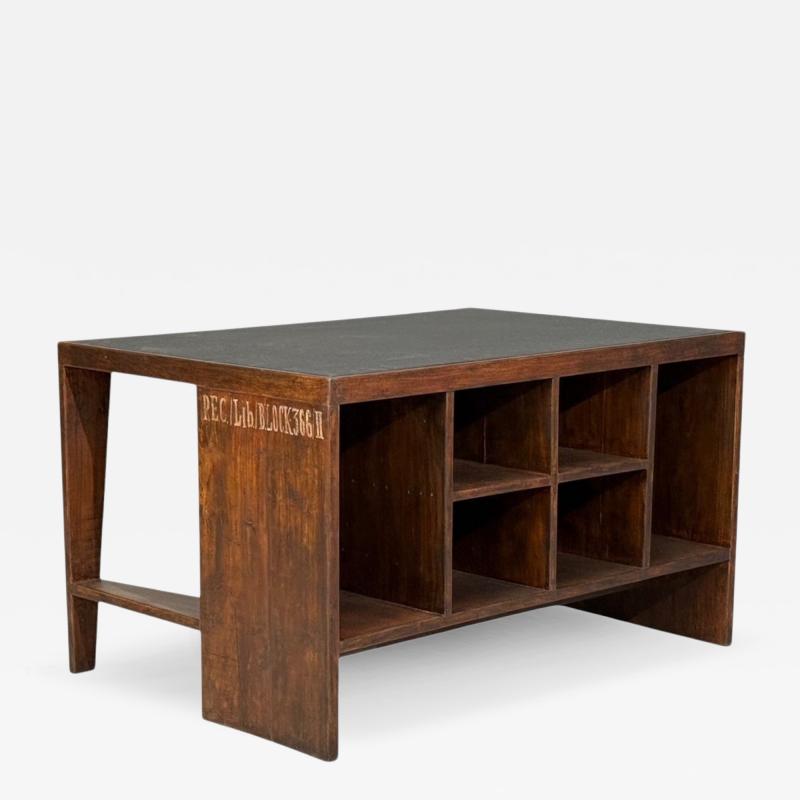 Pierre Jeanneret Pierre Jeanneret Pigeonhole Desk Teak Leatherette Chandigarh India 1960s