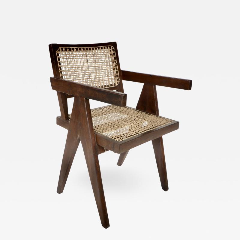 Pierre Jeanneret Pierre Jeanneret Teak and Cane Office Chair from Chandigarh