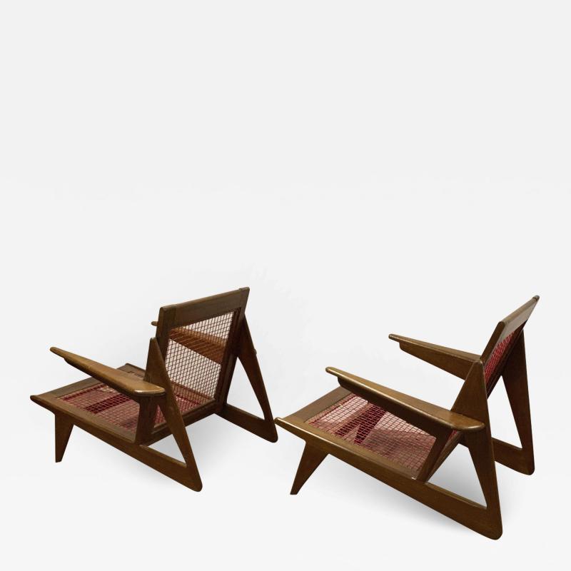 Pierre Jeanneret Pierre Jeanneret style pair of stunning vintage pair of lounge chairs
