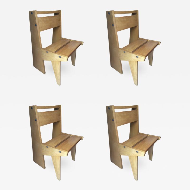 Pierre Jeanneret Style of Jeanneret Set of Four Modernist Chairs