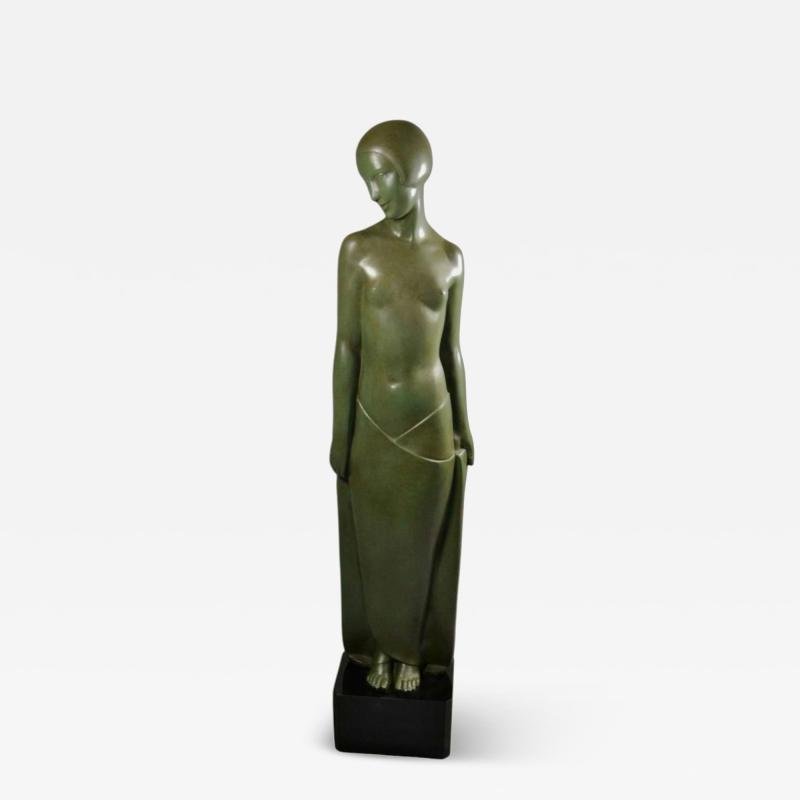 Pierre Le Faguays French Art Deco Ondine Bronze Sculpture Pierre Le Faguays Rare Large Size