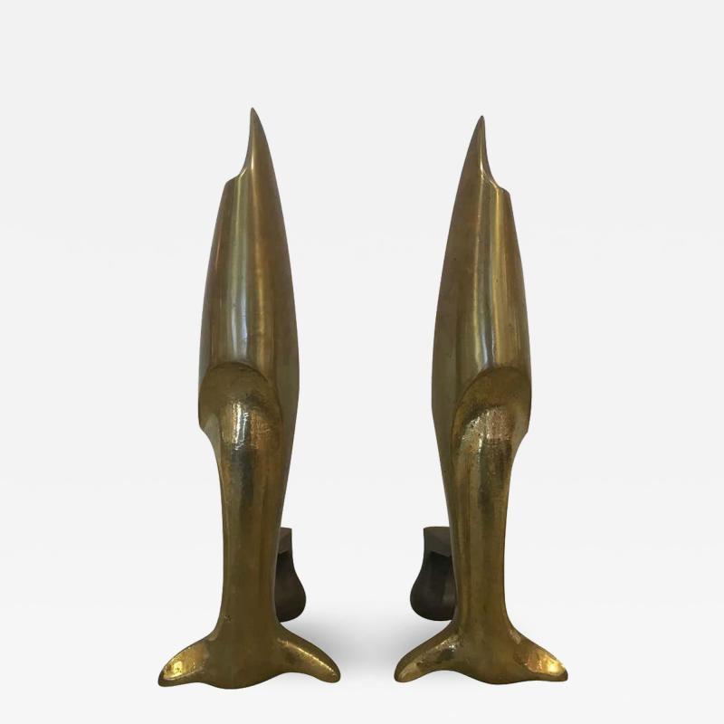 Pierre LeGrain French Art Deco Andirons Bronze Attibuted Pierre Legrain